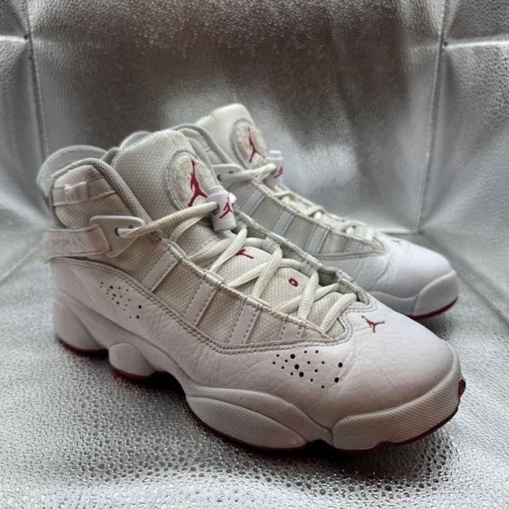 Size 5.5Y Jordan 6 Rings GS Boys White Mystic Hibiscus Red Shoes 323419-116